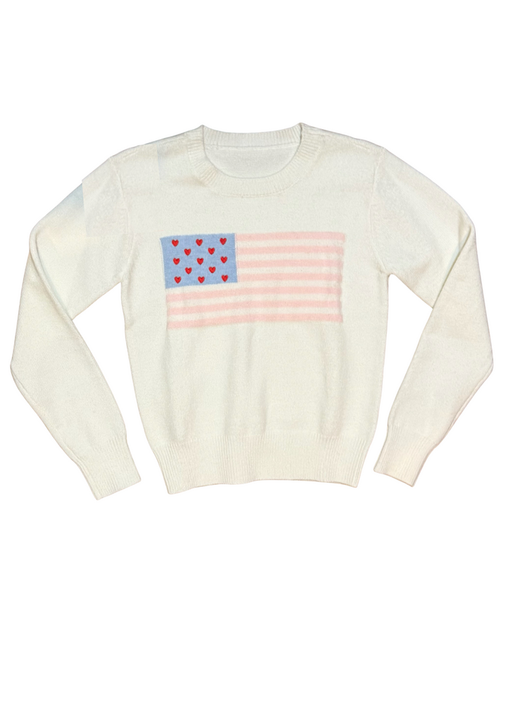 Tiegan White American Flag Sweater