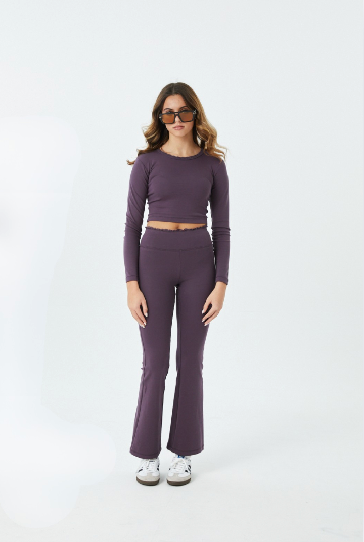 Lucy Aubergine Cotton Spandex Long Sleeve