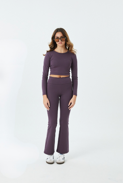 Lucy Aubergine Cotton Spandex Long Sleeve