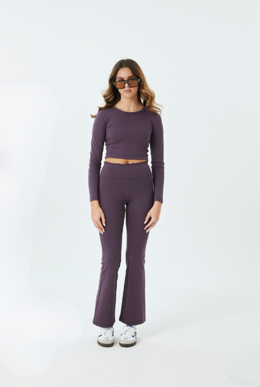 Lucy Aubergine Cotton Spandex Long Sleeve