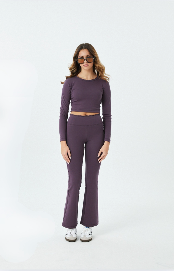 Mae Aubergine Cotton Spandex Legging