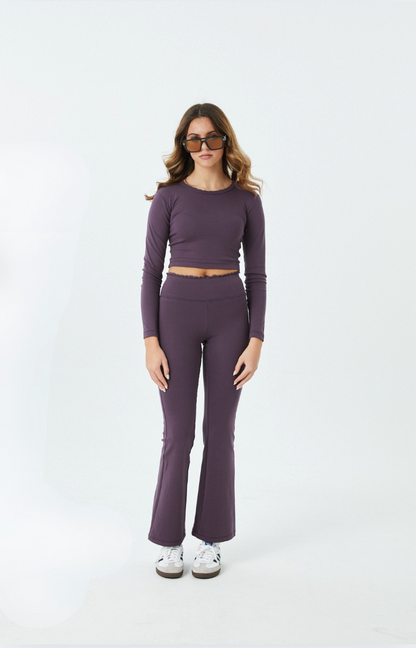 Mae Aubergine Cotton Spandex Legging
