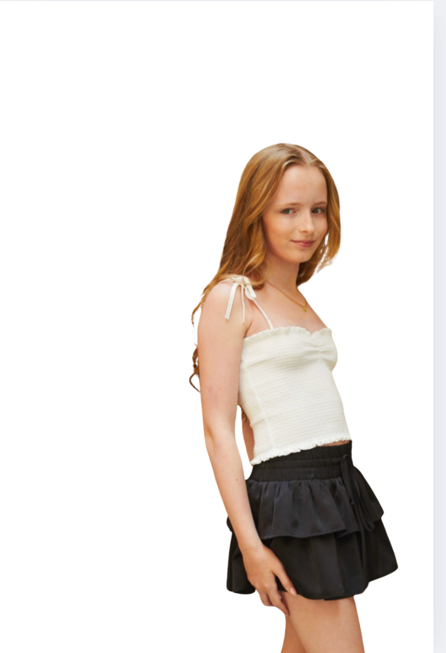 Georgia White Satin Smocked Top