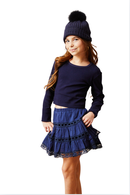 Sofia Heart Bow Lace Mini - Navy