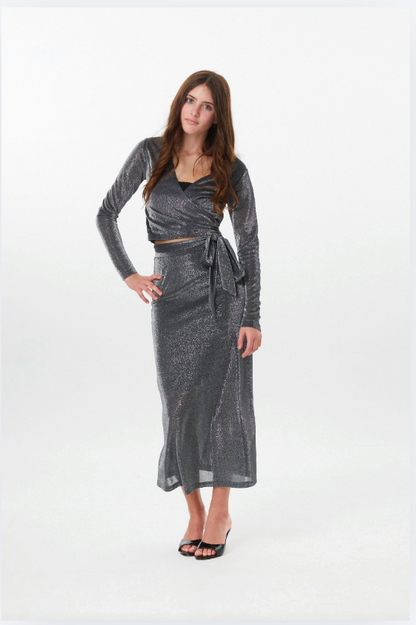 Joey Metal Satin Maxi Skirt