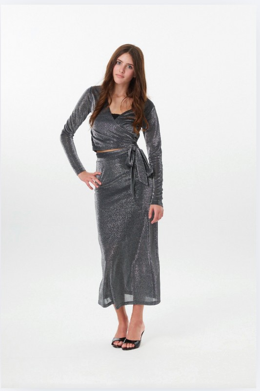 Joey Metal Satin Maxi Skirt
