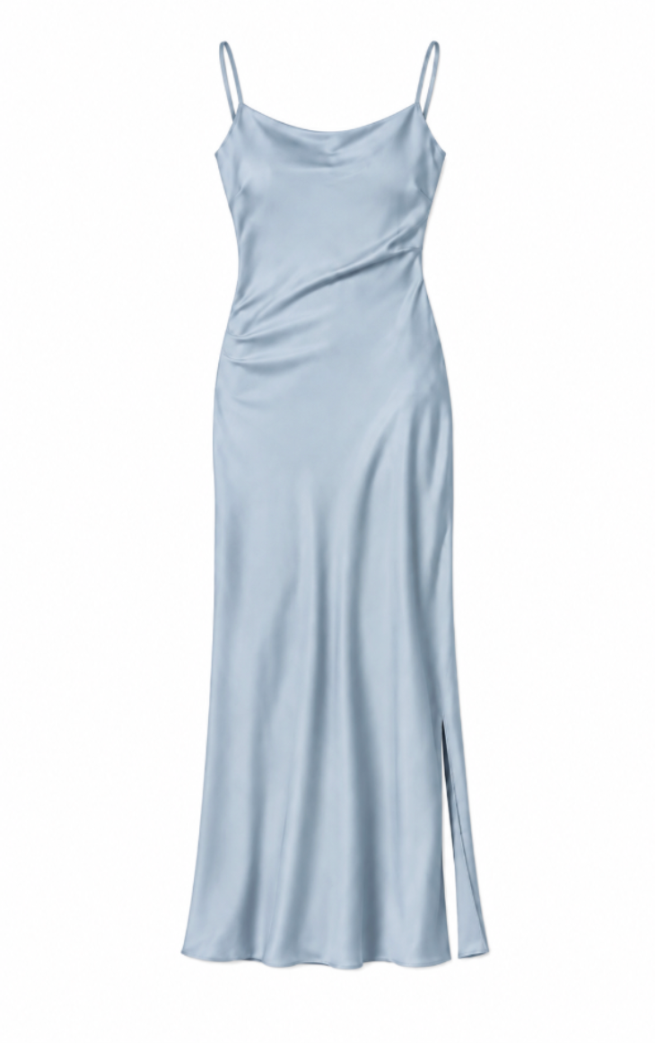 Charlotte Long Satin Ballet Dress - Silver Grey