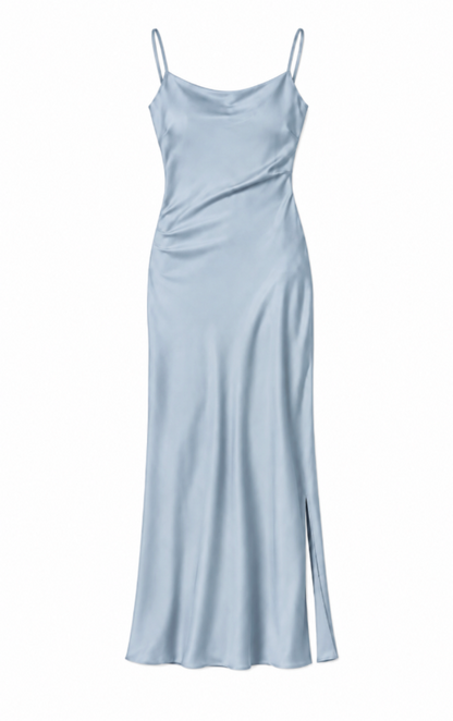 Charlotte Long Satin Ballet Dress - Silver Grey