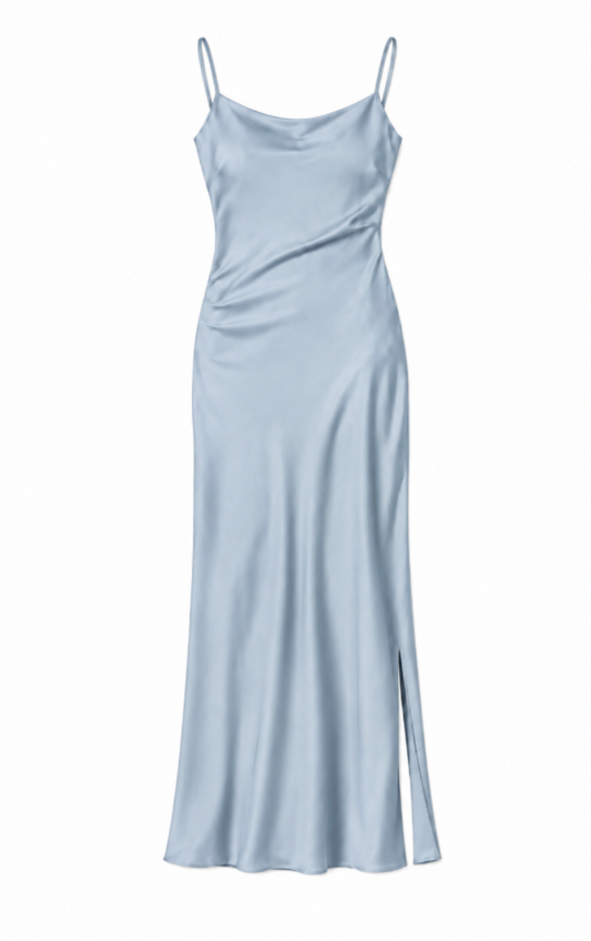 Charlotte Long Satin Ballet Dress - Silver Grey