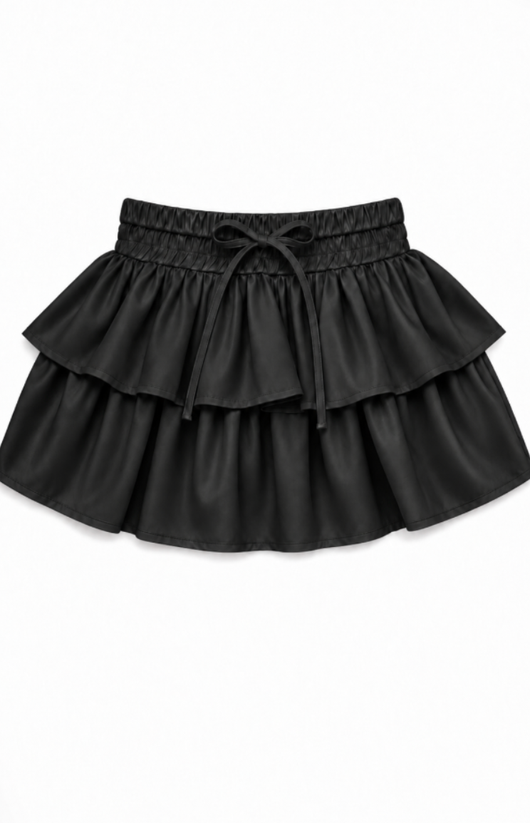 Willow Black Satin Skort
