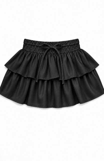 Willow Black Satin Skort