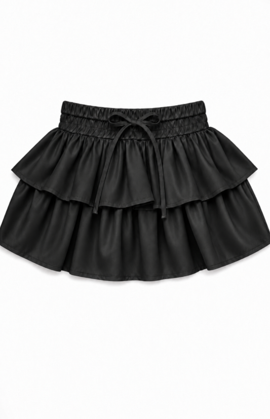 Willow Black Satin Skort