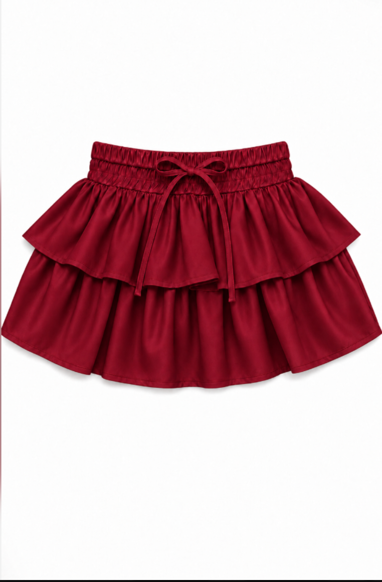 Willow Merlot Satin Skort