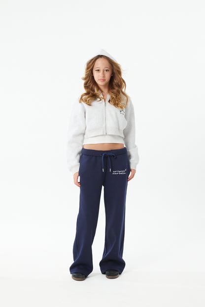 Mia White Grey French Terry Zip up Hoodie - Travel Set