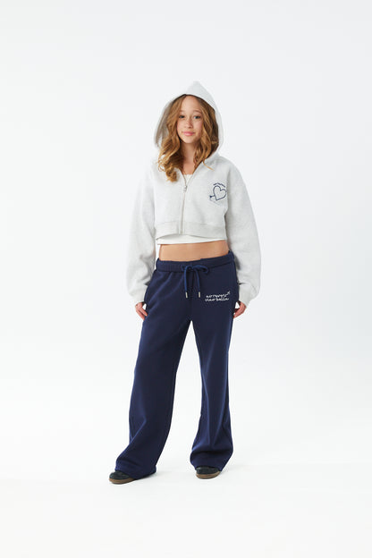 Mia White Grey French Terry Zip up Hoodie - Travel Set