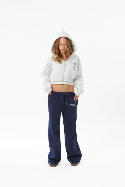 Mia White Grey French Terry Zip up Hoodie - Travel Set