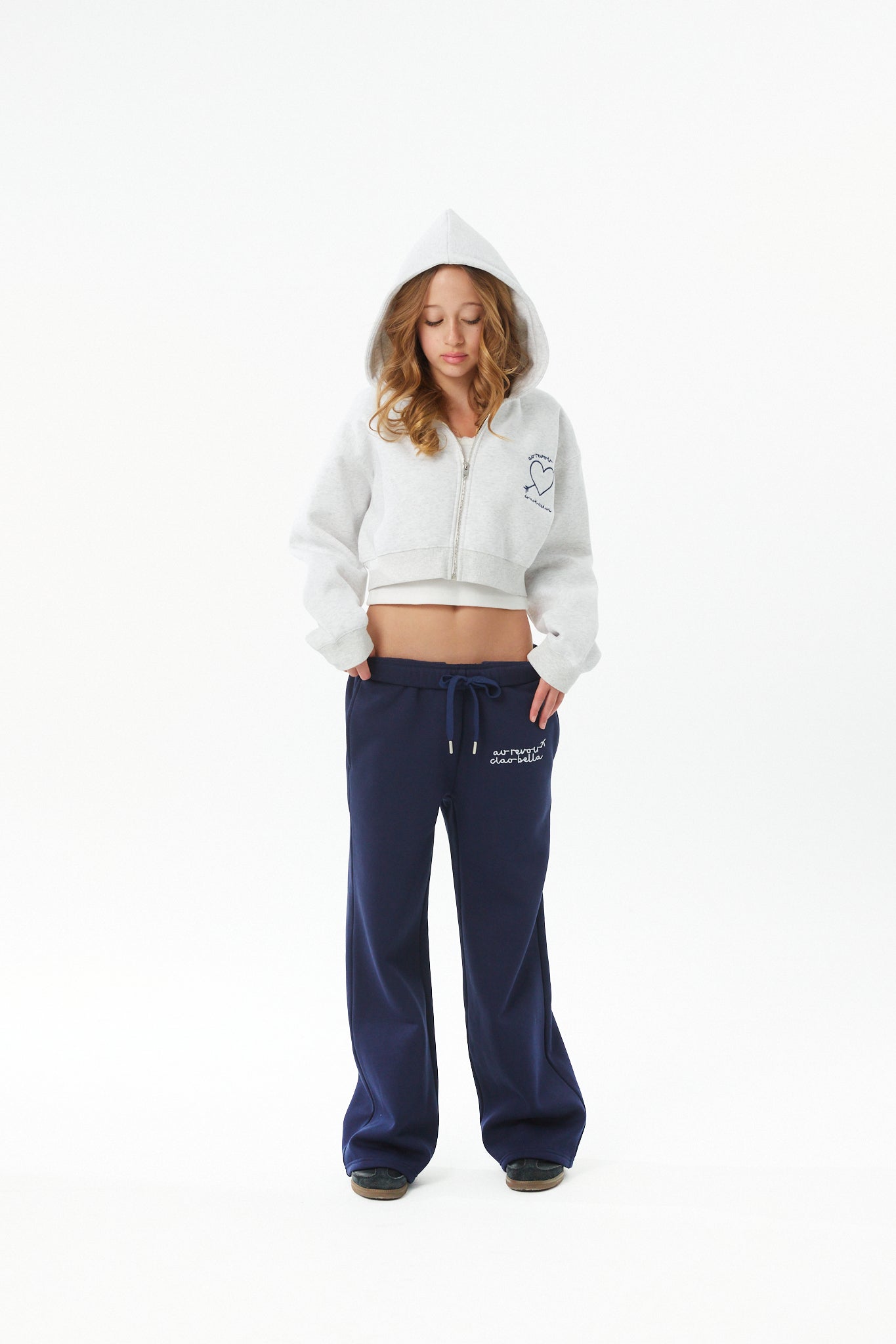 Cami Navy French Terry Wide Leg Jogger - Travel Set