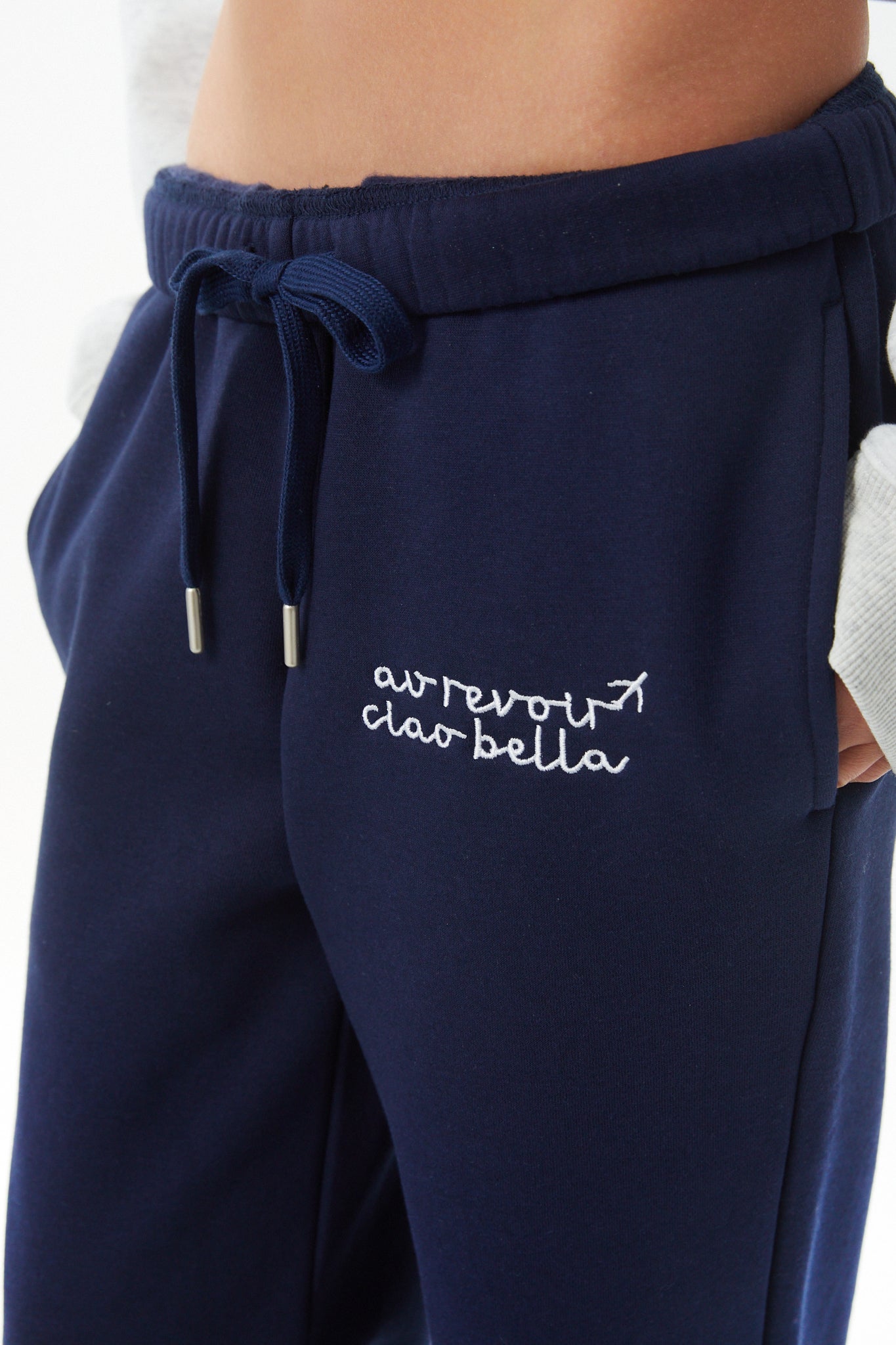 Cami Navy French Terry Wide Leg Jogger - Travel Set