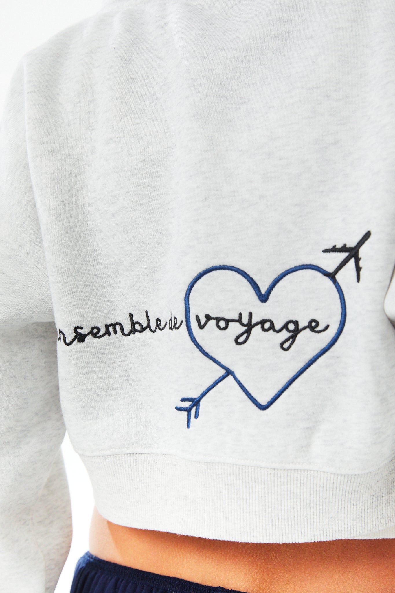 Mia White Grey French Terry Zip up Hoodie - Travel Set