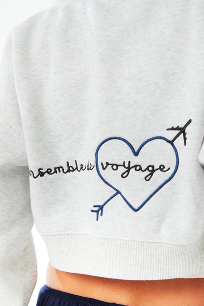 Mia White Grey French Terry Zip up Hoodie - Travel Set