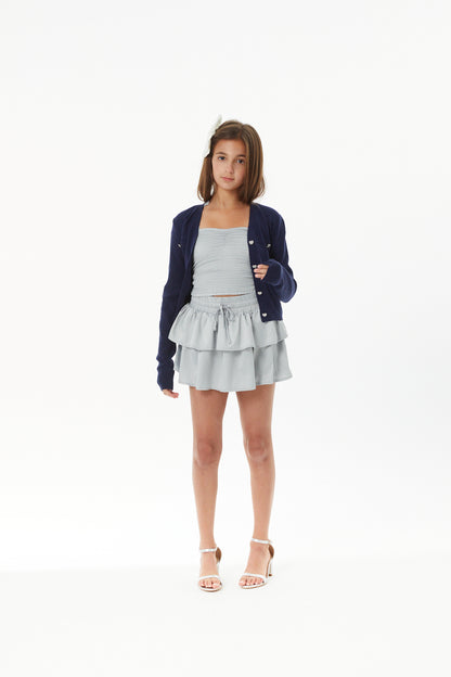 Mickey Lighter Navy With Heart Diamond Buttons Sweater Cardigan