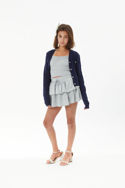 Mickey Lighter Navy With Heart Diamond Buttons Sweater Cardigan