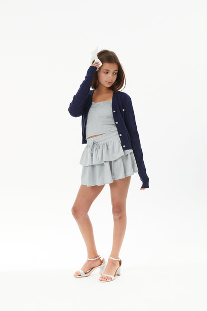 Mickey Lighter Navy With Heart Diamond Buttons Sweater Cardigan