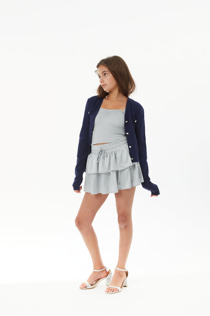 Mickey Lighter Navy With Heart Diamond Buttons Sweater Cardigan