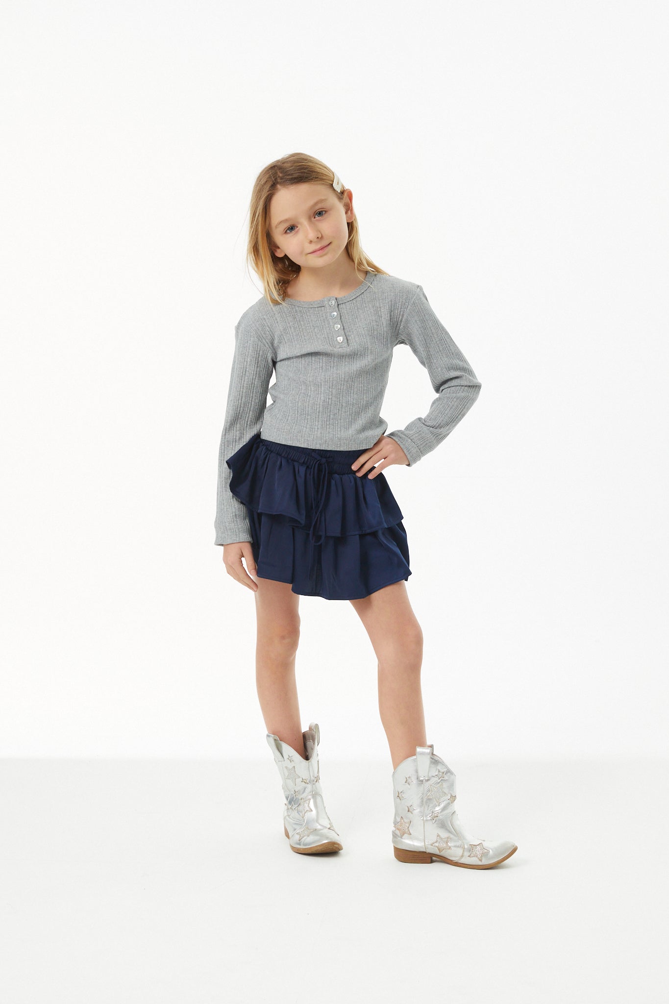 Savi Grey Lightweight Ribbed Henley