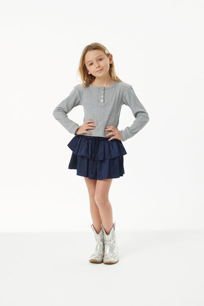 Savi Grey Lightweight Ribbed Henley