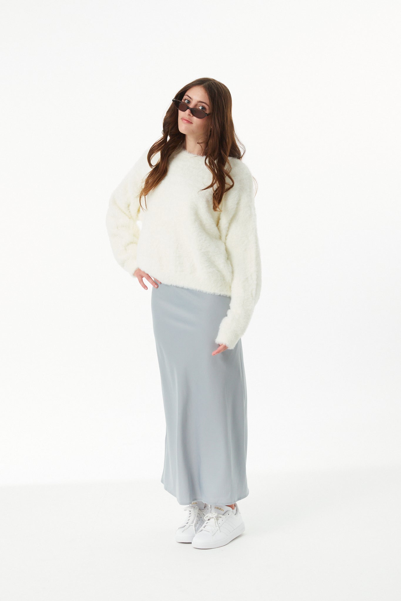 Maya Taupe Fluffy Drop Shoulder Sweater