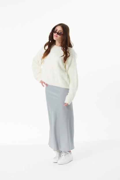 Maya Taupe Fluffy Drop Shoulder Sweater