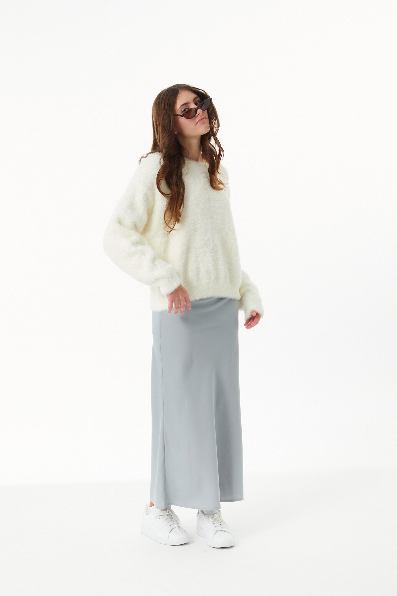 Maya Taupe Fluffy Drop Shoulder Sweater
