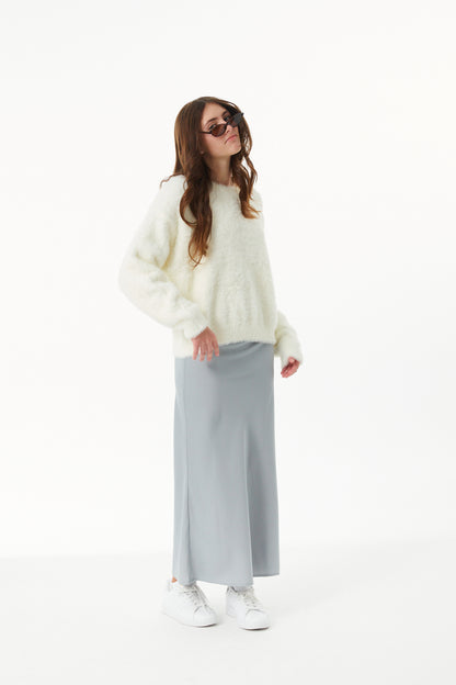 Maya Taupe Fluffy Drop Shoulder Sweater