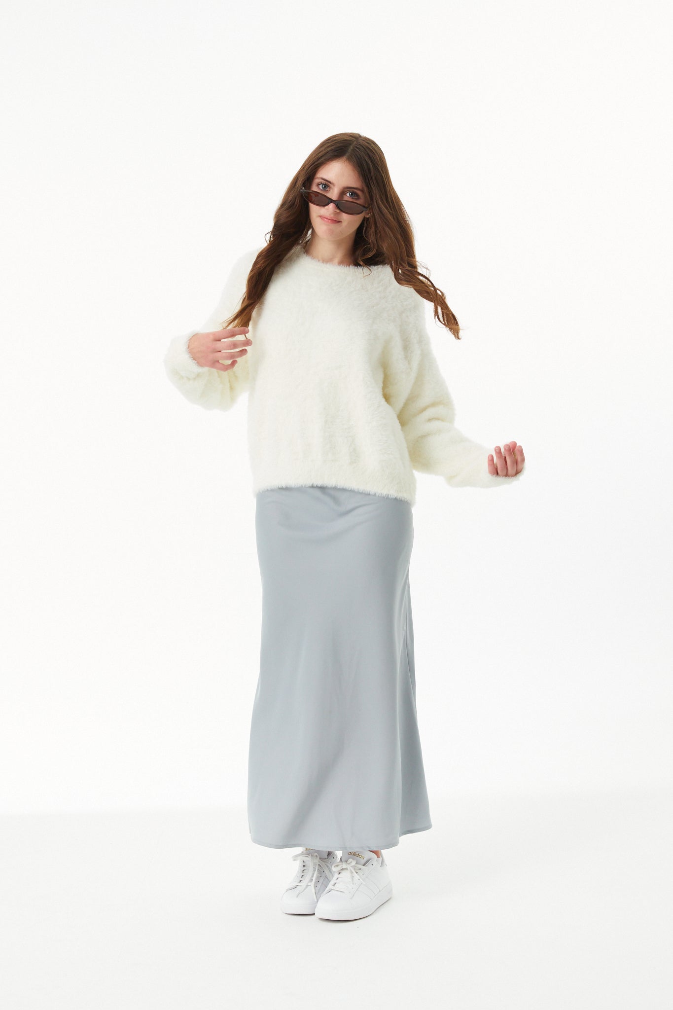 Maya Taupe Fluffy Drop Shoulder Sweater