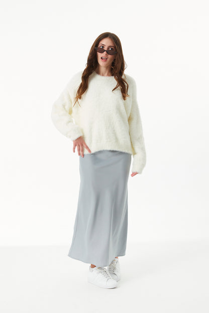 Joey Satin Maxi - Silver Grey