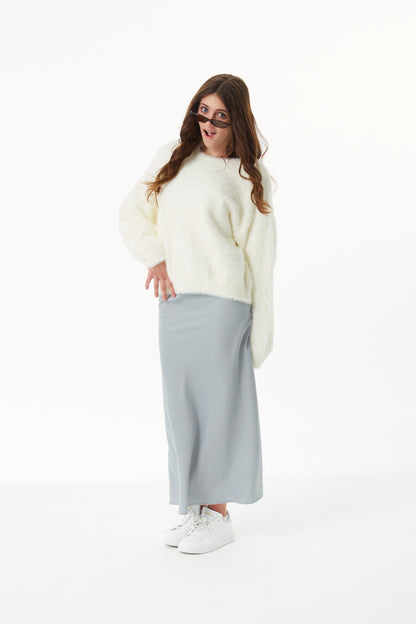 Joey Satin Maxi - Silver Grey