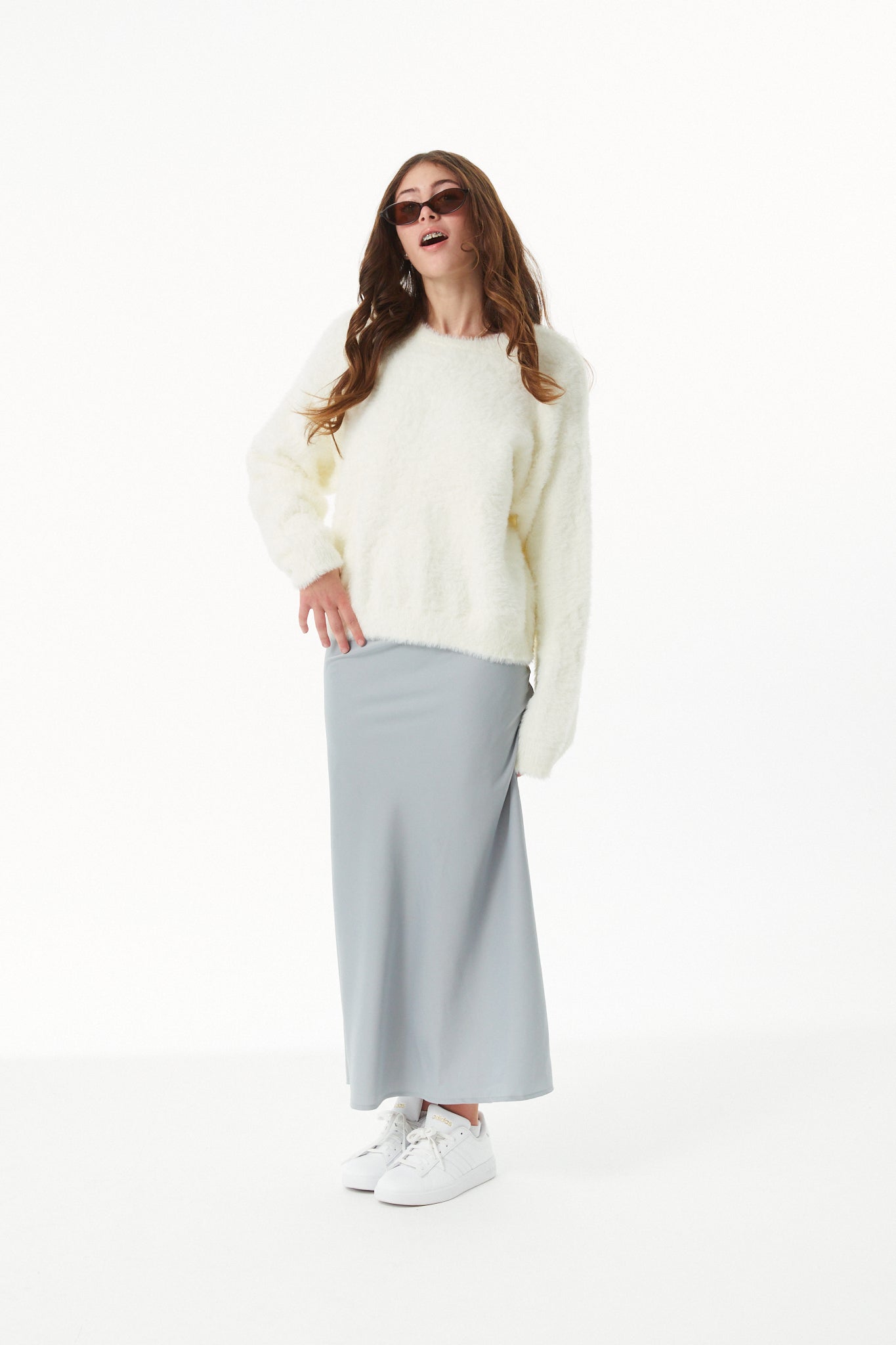 Maya Taupe Fluffy Drop Shoulder Sweater