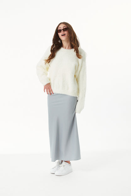 Maya Taupe Fluffy Drop Shoulder Sweater