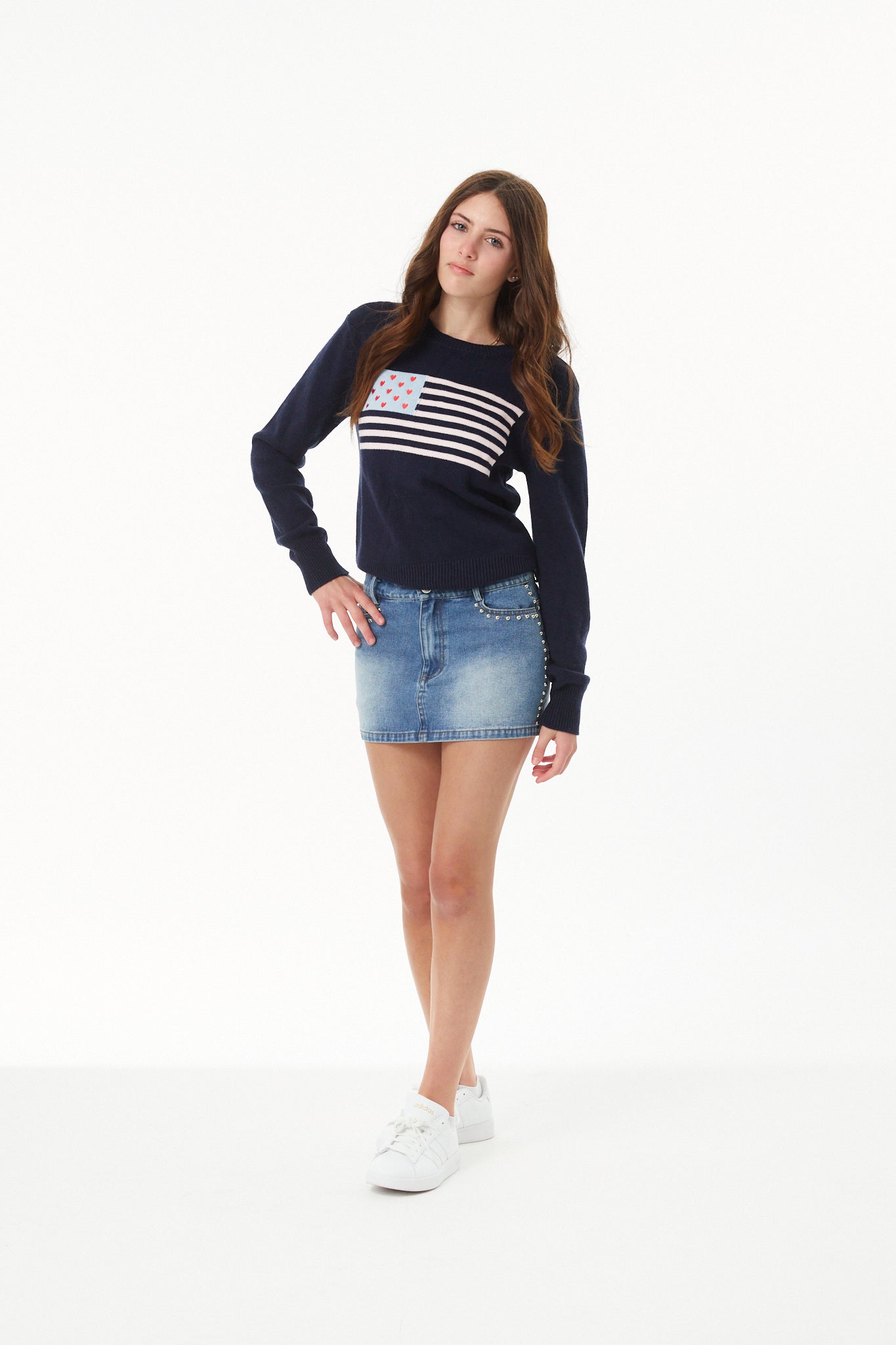 Tiegan Navy Flag Graphic Graphic Sweater