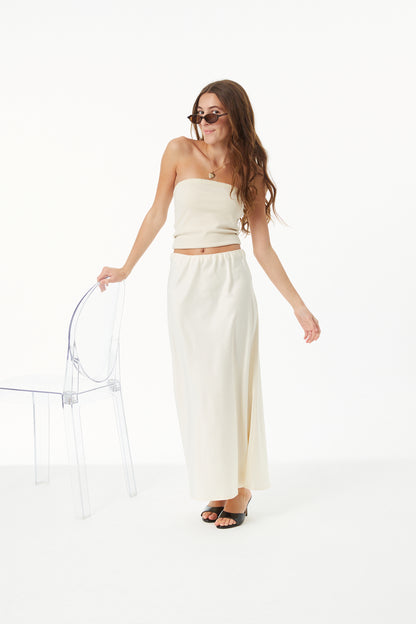 Alexa (long) Cream Cotton Spandex Longer Tube Top