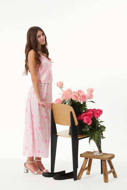 Margot Vintage Rose Ballet Pink With Ballet Pink Lace Satin Tank With Lace Trim