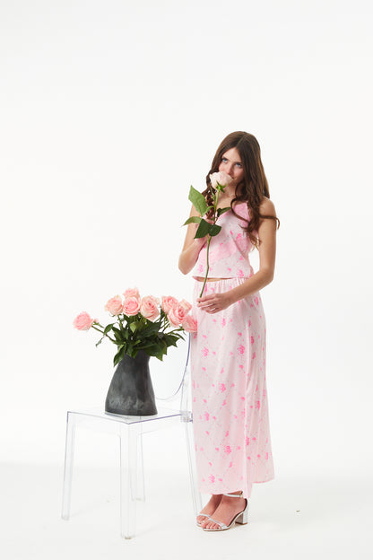 Margot Vintage Rose Ballet Pink With Ballet Pink Lace Satin Tank With Lace Trim