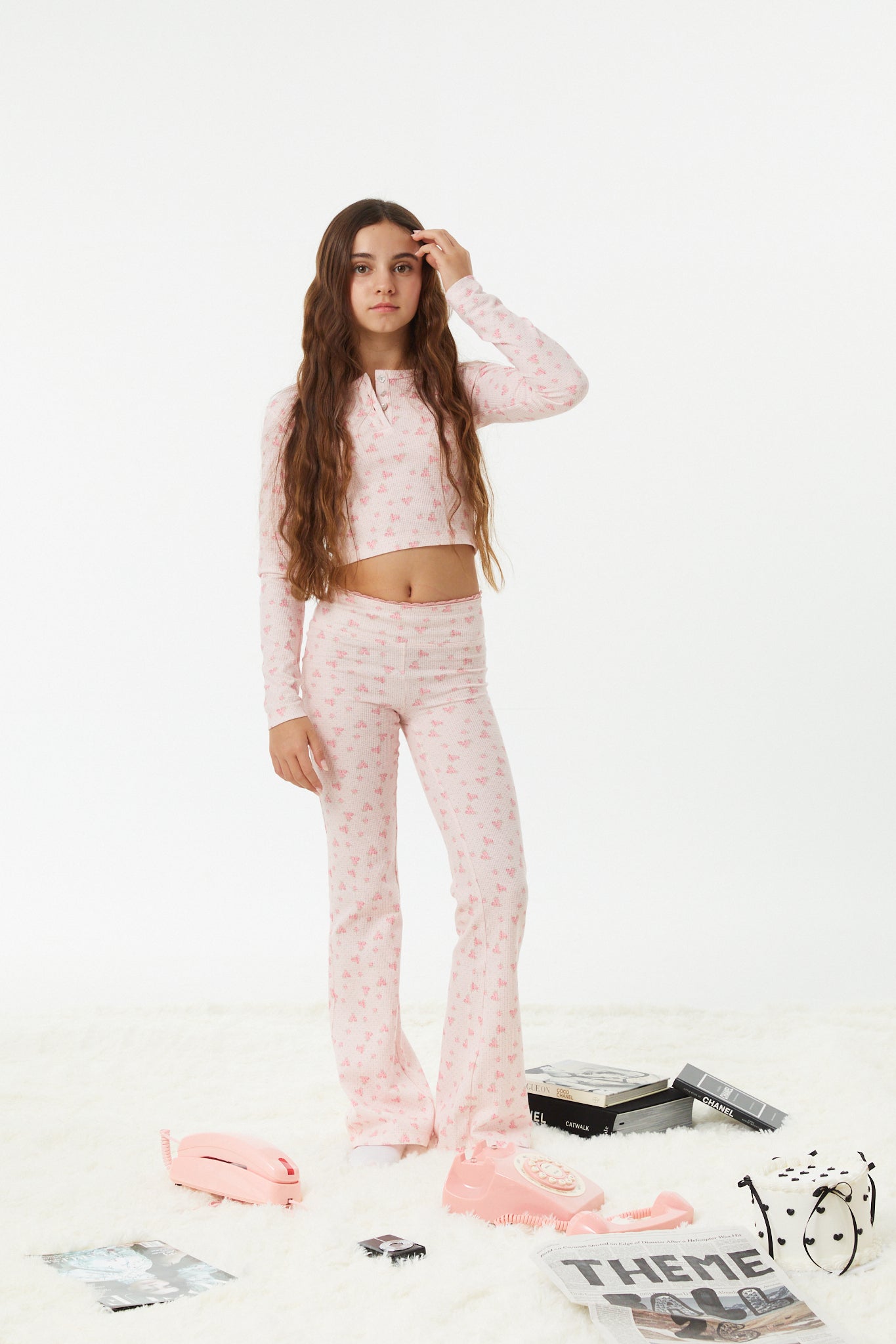 Peyton Pink on Pink Thermal Wide Leg Pants