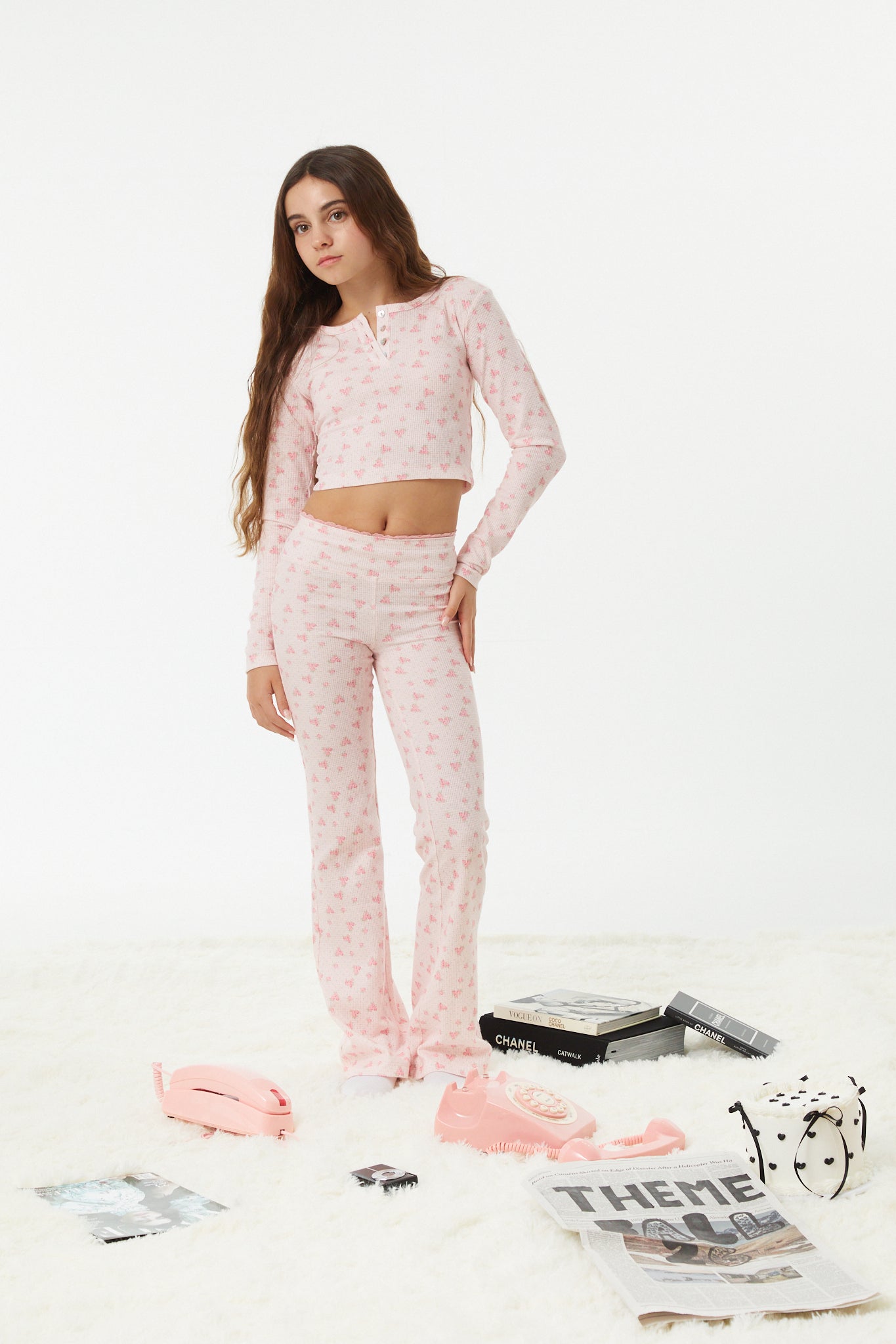 Peyton Pink on Pink Thermal Wide Leg Pants