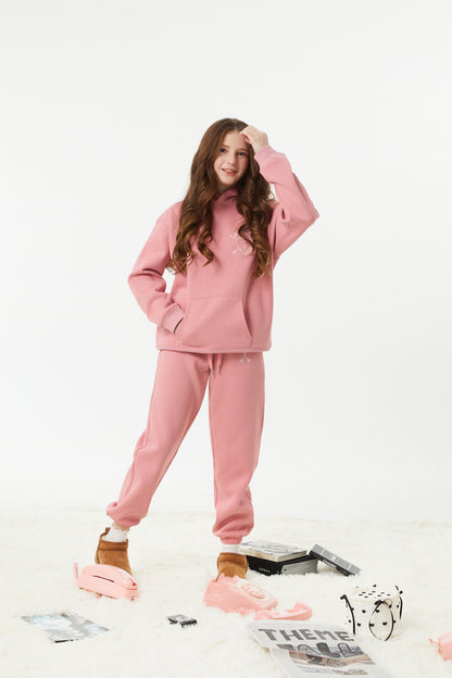Lea Rose Pink French Terry Oversized Hoodie - Low Key