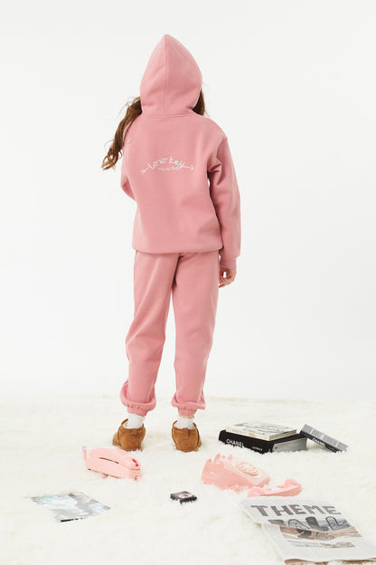 Lea Rose Pink French Terry Oversized Hoodie - Low Key