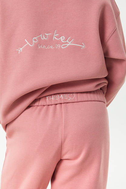 Lea Rose Pink French Terry Oversized Hoodie - Low Key