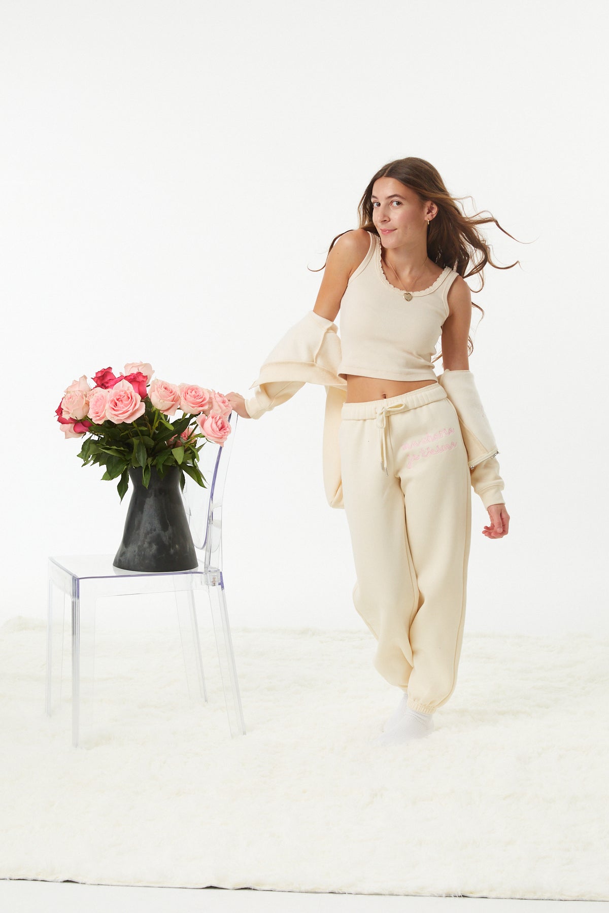 Jessie Winter White French Terry Jogger - Ma Cherie