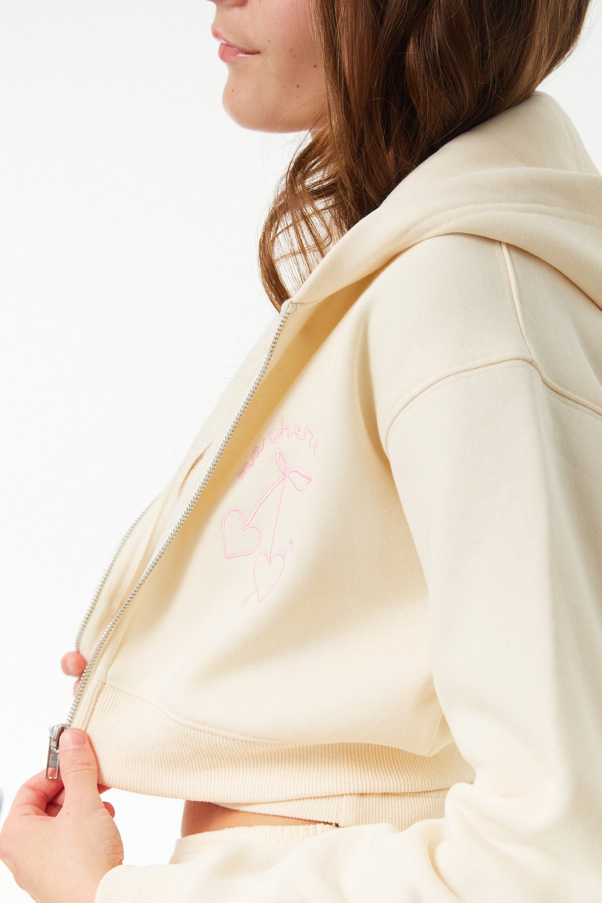 Mia Winter White French Terry Zip up Hoodie - Ma Cherie